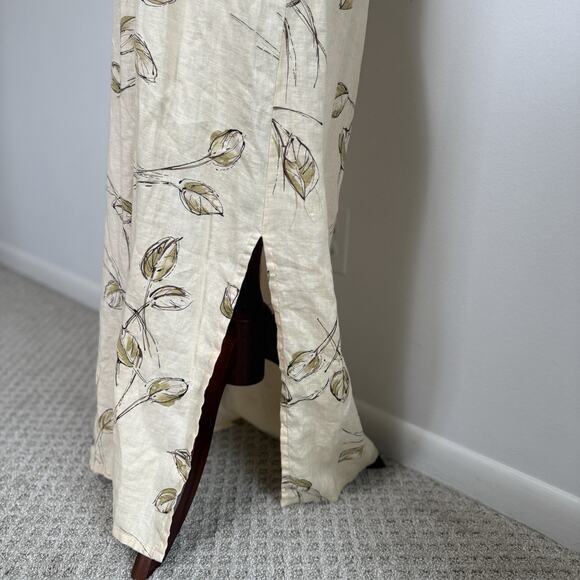 Rafaella Dress Womens 10 White Tan Floral Linen Casual Zip Back Maxi Sundress - Picture 11 of 16